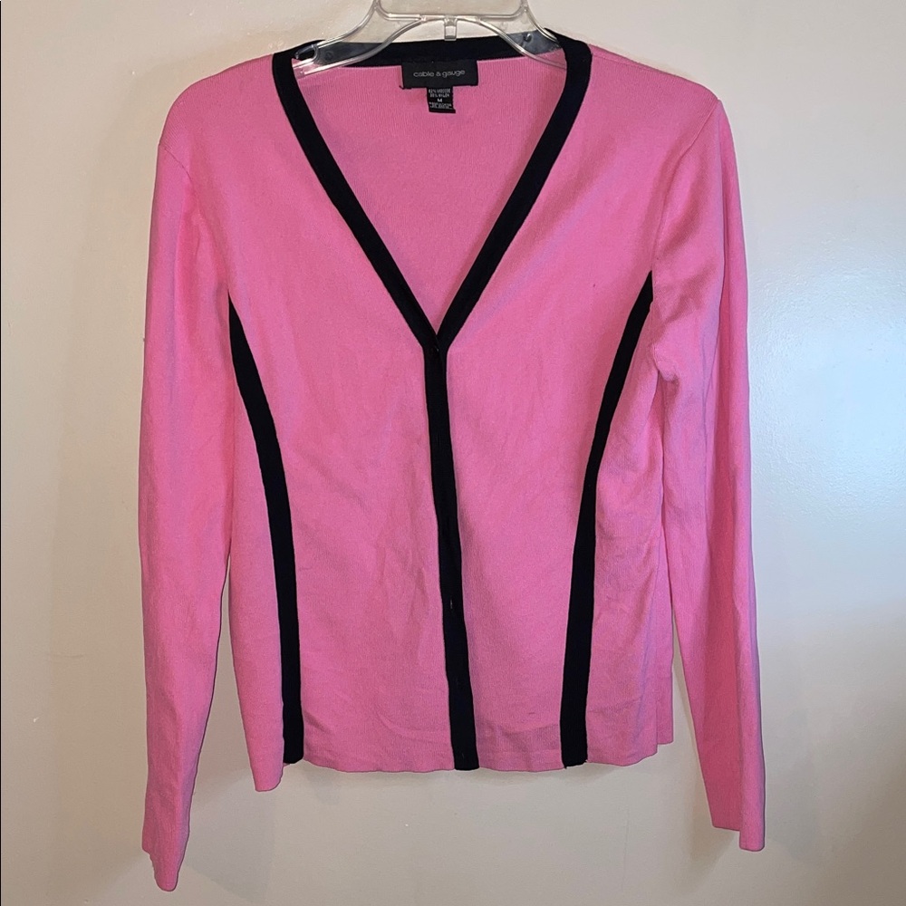 Cable & Gauge Pink and Black Cardigan
